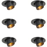 QAZQA Set van 6 inbouwspots gunmetal GU10 35mm rond kantelbaar - Installa | Shoptok.si