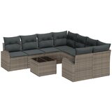 vidaXL 9 komadni set vrtnih sofa s jastučićima siva poli ratan, 2-sjedalna vrtna sofa sa spremnikom i jastučićima siva poli ratan Cijene