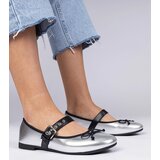 Gemre Silver women's ballet flats with a bow Mansy | Shoptok.si