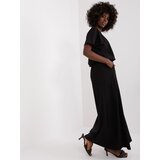 Fashion Hunters Black basic maxi dress with short sleeves Cene