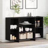 vidaXL Strani šal s polico Črni hrast 120 x 30 x 75 cm Konstruiran les | Shoptok.si
