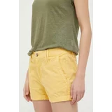 Pepe Jeans Pamučne kratke hlače Balboa boja: žuta, glatki materijal, srednje visoki struk
