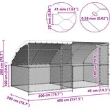 Kavez za piliće 2 pcs Srebrno 400 x 200 x 200 cm Čelik i PE | Eponuda.com