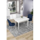 Hanah home trpezarijski set Nil, sto i 2 stolice, bela ploča, teget tkanina Babyface | Eponuda.com