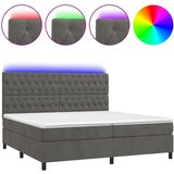 Krevet box spring s madracem LED tamnosivi 200x200 cm baršun | shoptok.hr