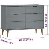 vidaXL Ladičar MOLDE sivi 113x40x80 cm od masivne borovine | shoptok.hr