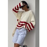 Madmext Mad Girls Ecru Striped Oversize Sweater | Shoptok.si