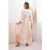 Kesi Włoski Women's viscose dress with embellishments beige | Shoptok.si