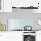 vidaXL Kuhinjska obloga Bela Steklo 110 x 40 cm Vzdržljiva Pravokotna | Shoptok.si