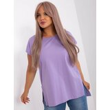 Fashion Hunters Light purple asymmetrical plus size blouse Cene