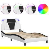  Okvir kreveta LED bijelo-crni 100 x 200 cm od umjetne kože | shoptok.hr