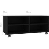 TV ormarić s kotačima crni 90 x 35 x 35 cm konstruirano drvo | shoptok.hr
