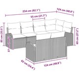 vidaXL set 7 delnega vrtnega kavča s blazinami siva poli ratan | Shoptok.si