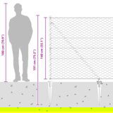 vidaXL Šesterokotna ograja Siva 1.4x50 m Jeklo, Stebri za ograjo s konico 13 kos Ø32 mm 160 cm Pocinkano jeklo | Shoptok.si