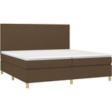  Box spring postelja z vzmetnico LED temno rjava 200x200cm blago, (20896751) | Shoptok.si