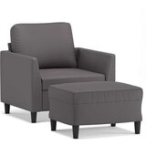  Fotelj s stolčkom za noge siv 60 cm umetno usnje | Shoptok.si