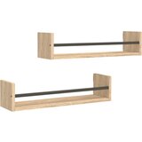 Maison Chic 2 kosi Stenske Police - Viseče police s prečkami sonoma hrast 60x16x14 cm, (21793342) Cene