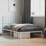  Metalni okvir za krevet s uzglavljem bijeli 107x203 cm | shoptok.hr
