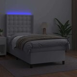  Box spring postelja z vzmetnico LED bel 100x200 cm umetno usnje, (20789465) | Shoptok.si