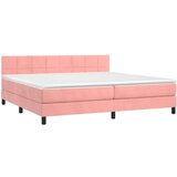  Box spring postelja z vzmetnico roza 200x200 cm žamet, (20894698) | Shoptok.si
