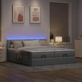 vidaXL Otomanski posteljni okvir z vzmetnicami siv 180x200 cm blago Cene