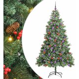 vidaXL Umjetno božićno drvce 300 LED lampica Topla bijela PVC i metal - 210 cm s LED-ima i ljubičastim kuglicama Cijene