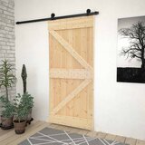  Klizna vrata 80 x 210 cm Masivna borovina Prirodna i crna | shoptok.hr
