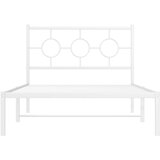 Metalni okvir za krevet s uzglavljem bijeli 107x203 cm | shoptok.hr