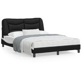 vidaXL Posteljni okvir z vzglavjem črn in bel 140x200 cm umetno usnje | Shoptok.si