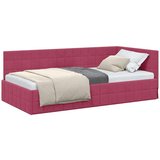 vidaXL Kotna postelja z vzglavjem vinsko rdeča 90 x 200 cm Žamet | Shoptok.si