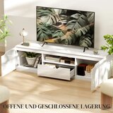  Niski TV ormarić visoki sjaj za TV do 65 3 pretinca ladica 160 x 38 x 43 cm bijela | shoptok.hr