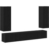 vidaXL 5-delni set TV omaric na steni, črn hrast, inženirski les, Črna hrastova omarica za TV 80x30x30 cm iz inženirskega lesa, Stenske omarice za TV - 2 kosi črna hrast, 30.5x30x90 cm, iz inženirskega lesa, Stenska omarica za TV v črnem hrastu - 30.5 x 30 x 30 cm Cene