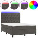  Box spring s madracem LED tamnosivi 140x190 cm baršun | shoptok.hr