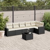  7-dijelni set vrtnih sofa od poliratana s jastucima crni | shoptok.hr