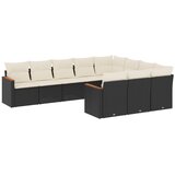  10-dijelni set vrtnih sofa s jastucima crni od poliratana | shoptok.hr