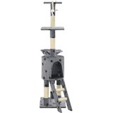  Penjalica za mačke sa stupovima za grebanje od sisala 138 cm siva s uzorkom šapa | Eponuda.com