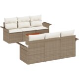vidaXL 7-delni set vrtnih kavčev z blazinami bež poli ratan akacija | Shoptok.si