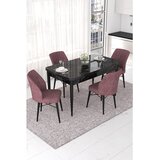 Hanah home trpezarijski set Nef, sto na razvlačenje i 4 stolice, ploča u dekoru crnog mermera, puder roze tkanina Jerry | Eponuda.com