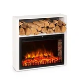 mauna loa, električni kamin, 2000 w, led-plameni, daljinski upravljalnik, lesena polica, bel