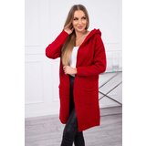 Kesi Plain sweater with a hood and pockets red