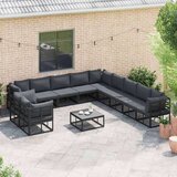 vidaXL Sjedeća garnitura za vrt s jastukom 12 pcs Crna Aluminij | shoptok.hr