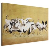  XXL slika - Japanese cranes - a flock of birds against a golden background based on a painting by Ishida Yūtei 130x87 | shoptok.hr