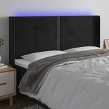 Led uzglavlje crno 203 x 16 x 118/128 cm baršunasto