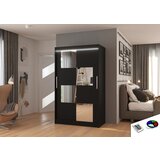 ADRK Klizni ormar s ogledalom i LED rasvjetom LUGANO, 120 cm - CRNA | shoptok.hr