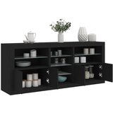 vidaXL Komoda z LED lučkami črna 162x37x67 cm Cene