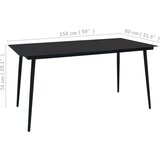  Vrtni blagovaonski stol crni 150 x 80 x 74 cm čelik i staklo | shoptok.hr