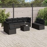  9-dijelni set vrtnih sofa s jastucima crni od poliratana Cijene