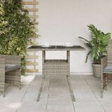 vidaXL Vrtni stol sa staklenom pločom sivi 80x80x75 cm od poliratana | shoptok.hr