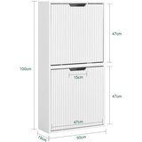 SoBuy Dvosobna čevljska omara z dvema vratoma, bela lesena, montaža navpično/vodoravno, (5000053639) | Shoptok.si