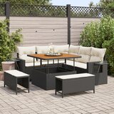 vidaXL 8 komada vrtni sofa set s jastučićima crni poli ratan akacija, 3 komada vrtni blagovaonski set s jastučićima crni poli ratan akacija Cijene